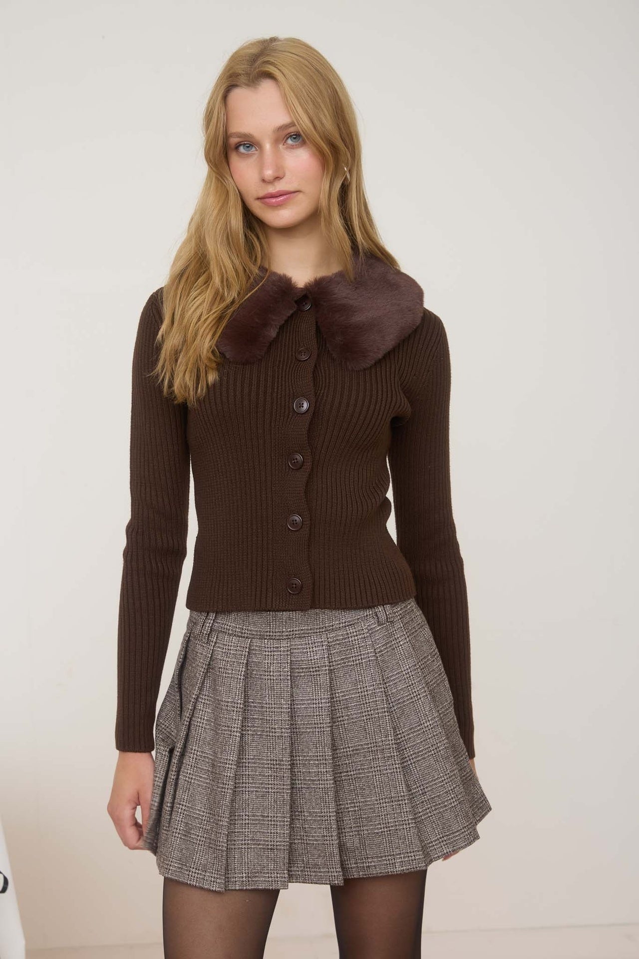 Cardigan Sweater Ercilia - Color Platino