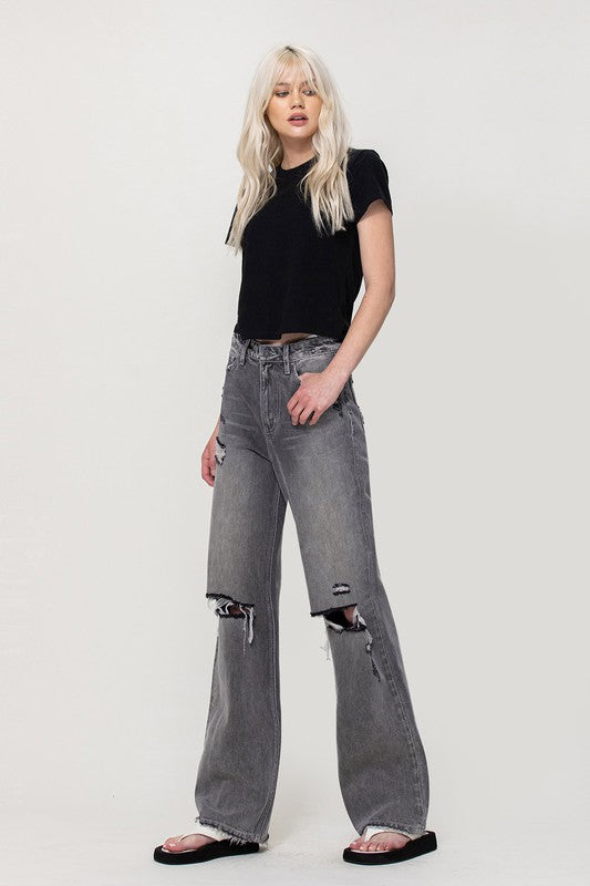 Jeans Flare Grande Tiro Alto