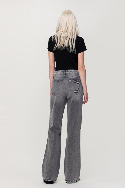 Jeans Flare Grande Tiro Alto