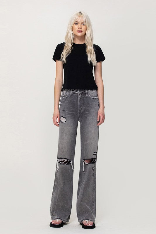 Jeans Flare Grande Tiro Alto