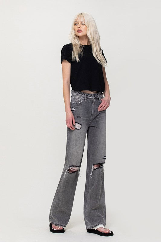 Jeans Flare Grande Tiro Alto