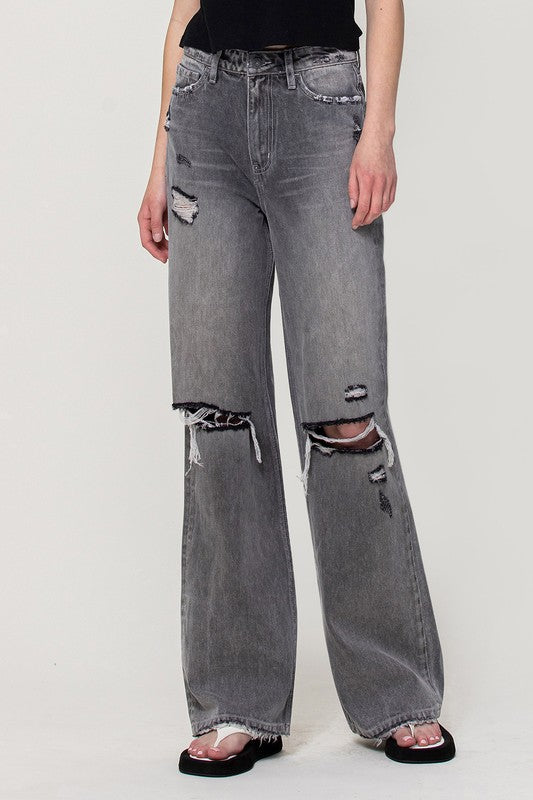 Jeans Flare Grande Tiro Alto