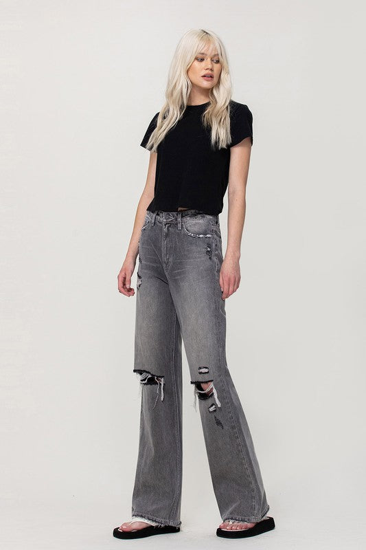Jeans Flare Grande Tiro Alto