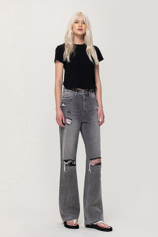 Jeans Flare Grande Tiro Alto