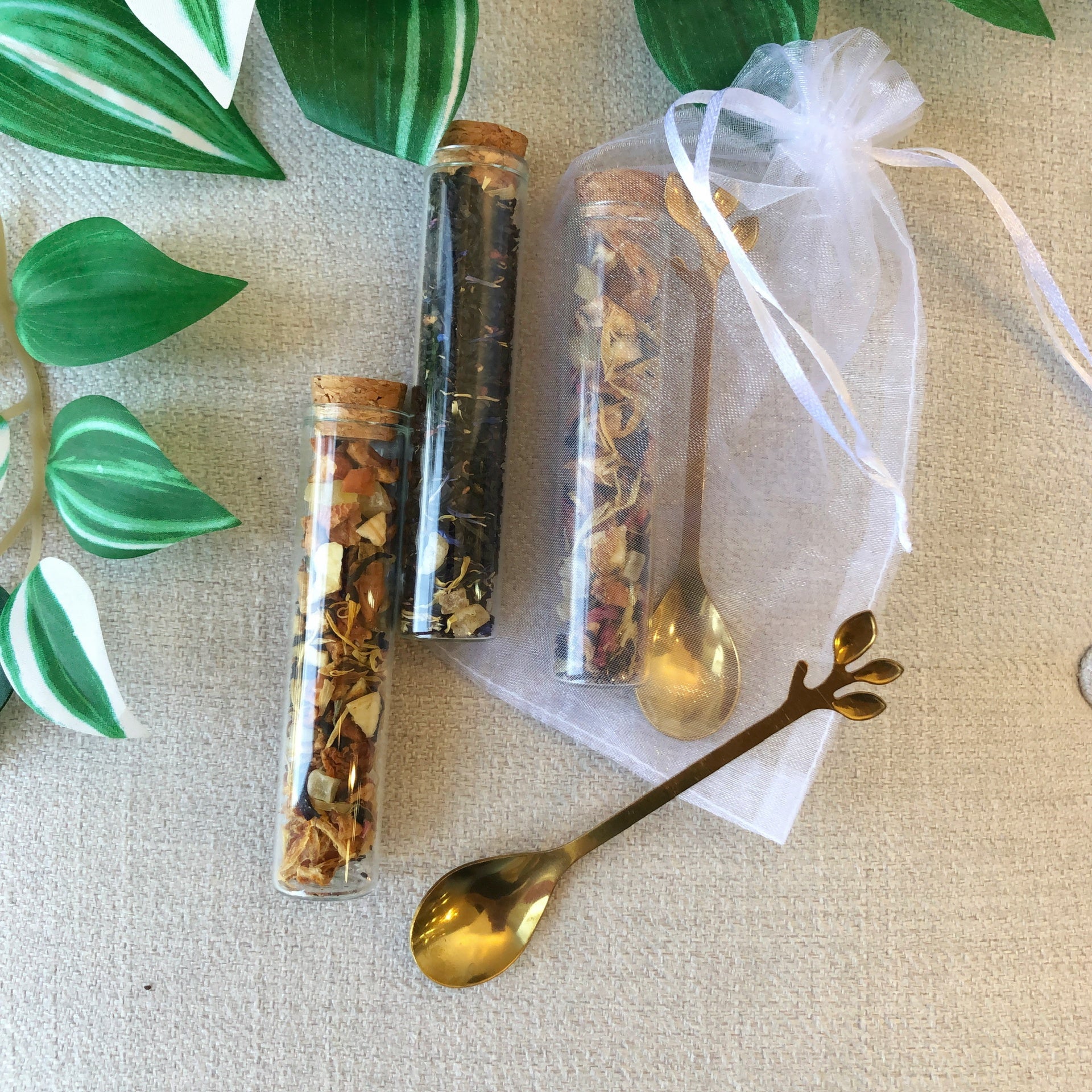 Set té cuchara flor - Color Platino