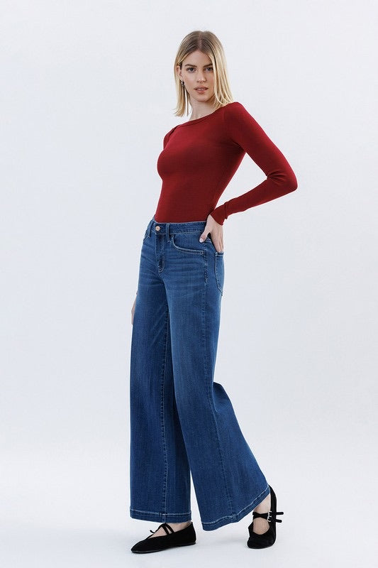 Jeans Mid Rise Palazzo