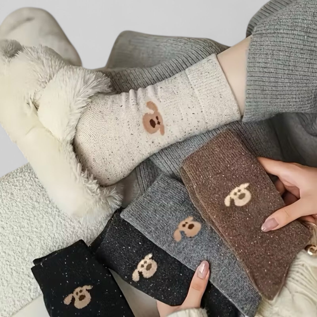 Calcetines Figura Perrito - Color Platino