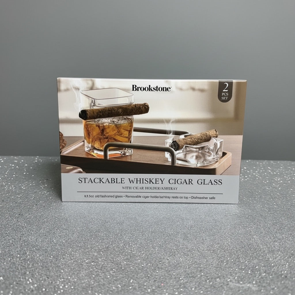 Set Vaso Con Porta Puro y Cenicero