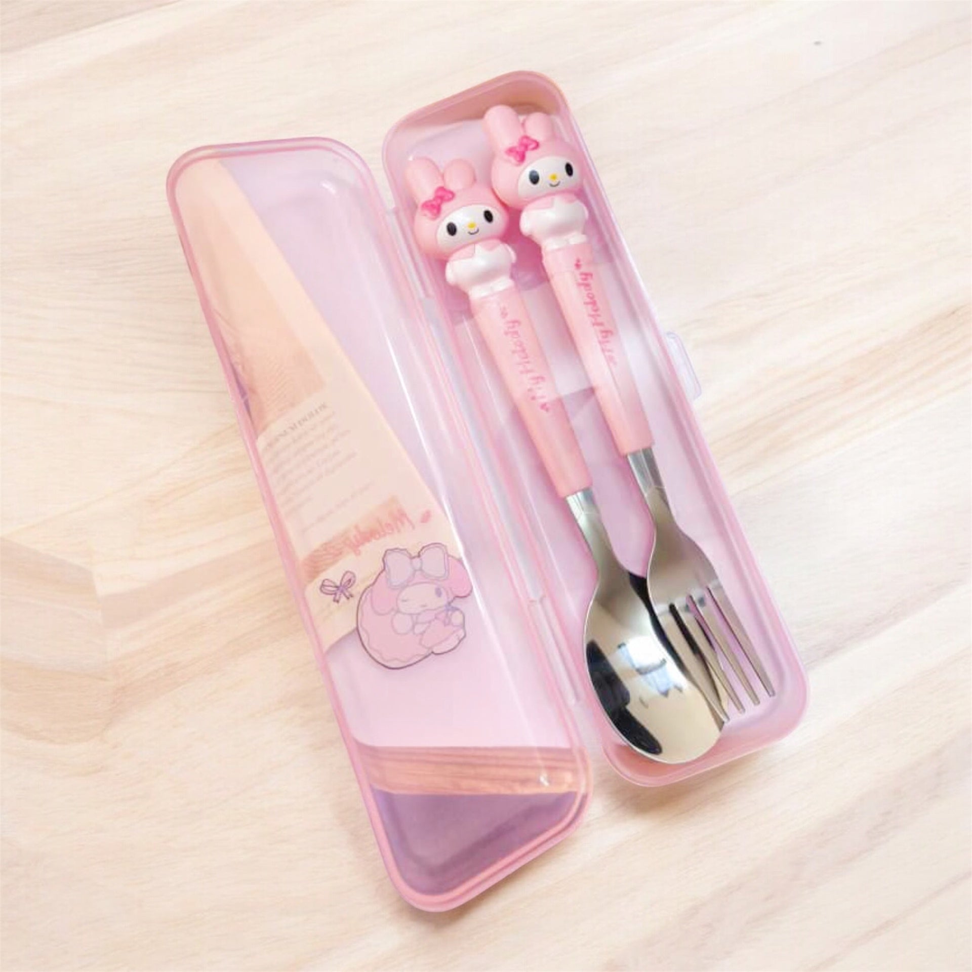 Set tenedor y cuchara Kitty - Color Platino