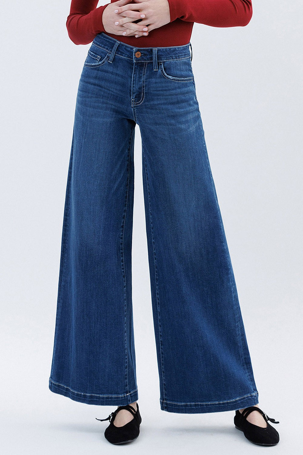 Jeans Mid Rise Palazzo