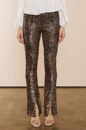 Pantalon ancho con piedrería - Color Platino