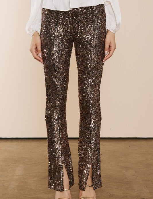 Pantalon ancho con piedrería - Color Platino